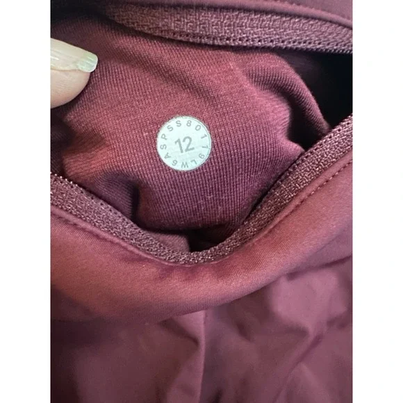Lululemon Zip The Line Crop 23" Leggings Sz 12 Deep Ruby / Poppy Coral - Picture 10 of 12